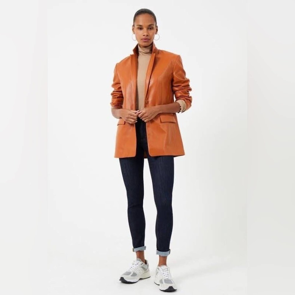 French Connection Cognac Leather Blazer